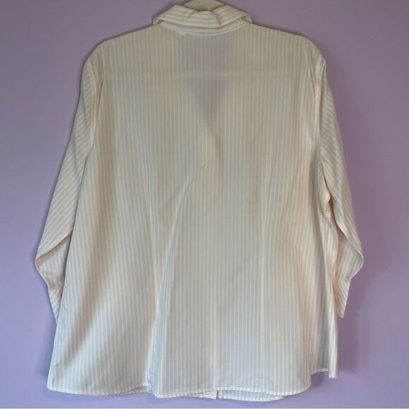 Chico's No-Iron Pink White Pinstripe Button Front Collar Cotton Boho Blouse XL - Picture 5 of 9